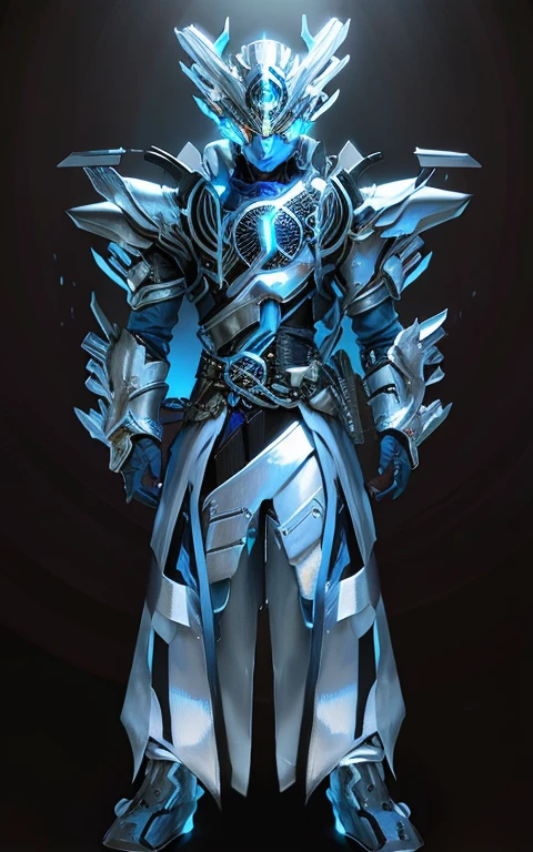 Change color to platinum，Some platinum and platinum（Ensure its layering and armor texture，Platinum as main color,The upper body is completely platinum，Keep your upper body in shape，Please help to improve the layering of shoulders，Legs retain full color，Both pictures are complete pictures）