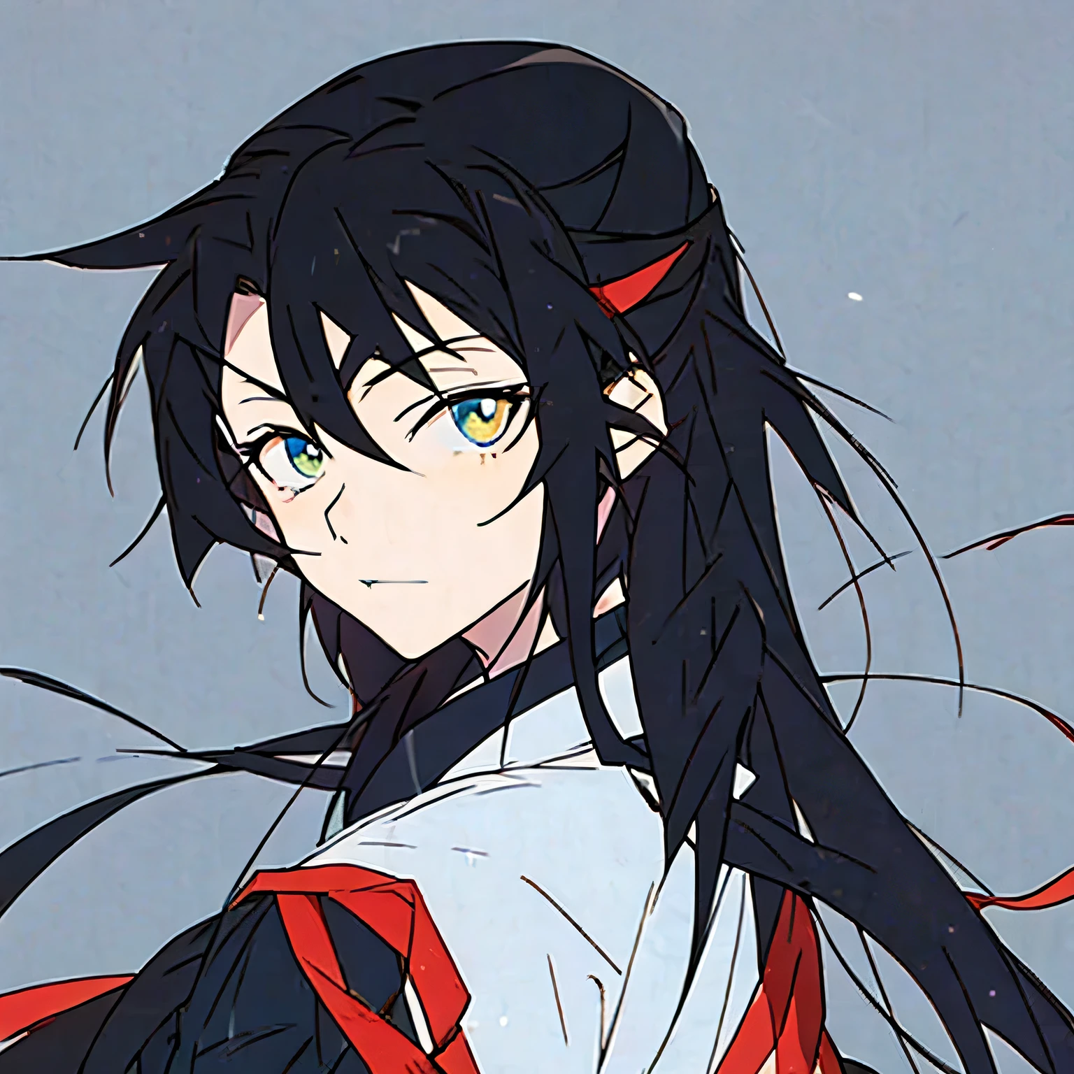 Anime style,Minimalism,No background,24 years old,girl,Black hair,Simplicity,Eye color random