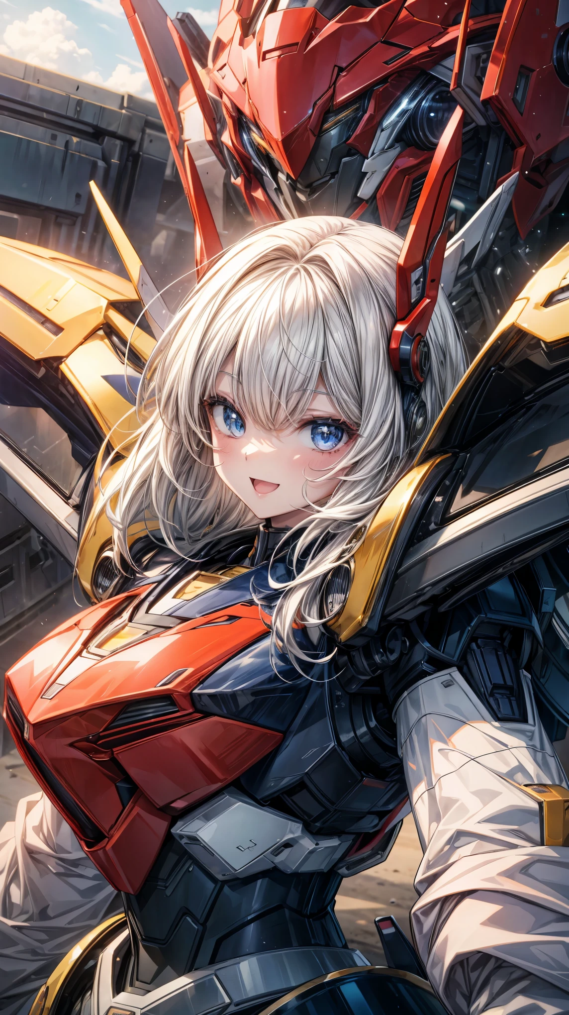 Very detailed、highest quality、Best image quality、masterpiece、8k、Anime Face、A kind smile、Open your mouth、Mecha