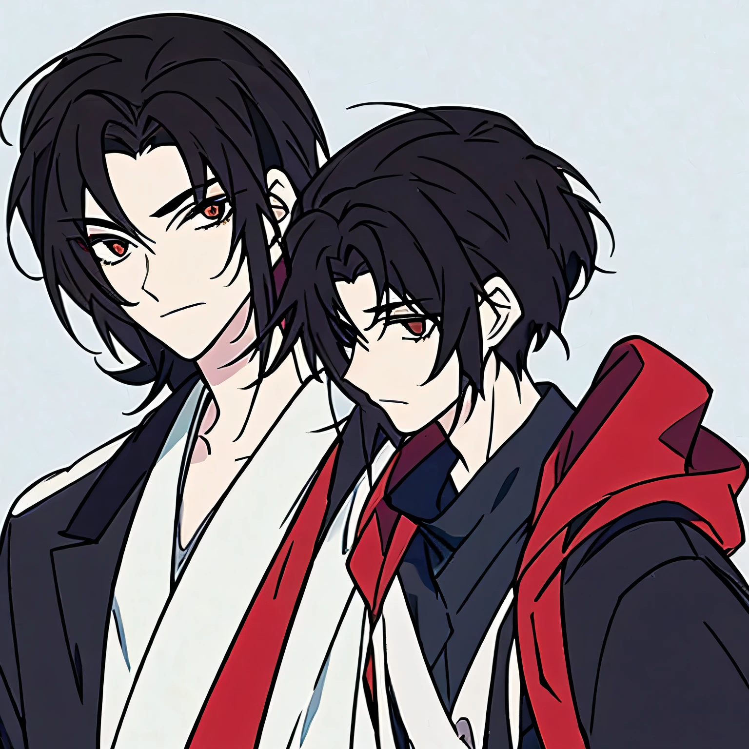 Anime style,Minimalism,No background,25 years old,Boys,Black hair,short hair,Random hairstyle,Modern clothing,individual,Naughty