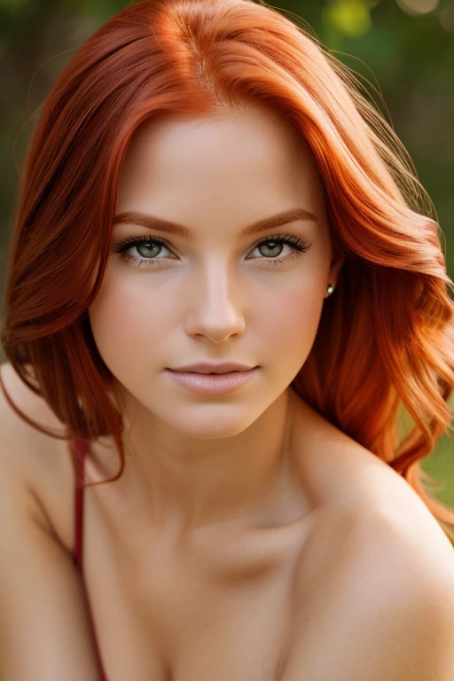 embryo pose, beautiful redhead, professional photo, close-up details