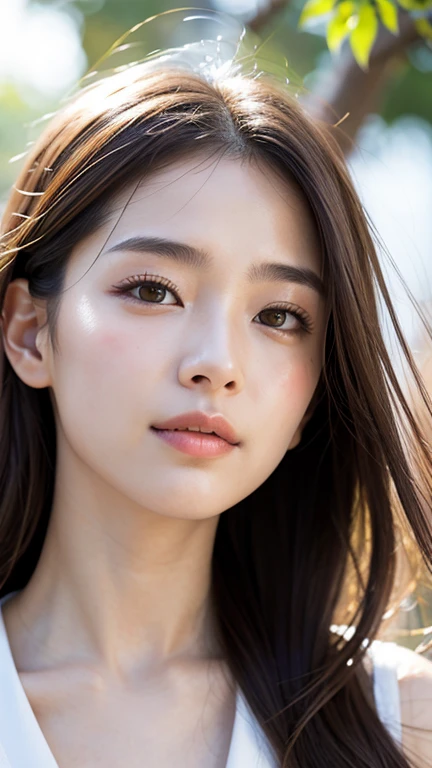 With the alleys of Kyoto in the background、18-year-old girl、independent、Look forward、Light eye makeup、Brown Hair Color、flat 、Hair blowing in the wind、Quality of actress、Shiny, Ultra-realistic faces、smileの表情、Watery eyes、look up、Soothing lighting effects、 Ultra-Realistic Capture、Very detailed、High resolution 16k human skin closeup。Skin texture must be natural、Must be so detailed that pores are visible、skin is healthy、Must be of uniform tone、Use natural light and color、High quality photos taken by modeling agencies'Exclusive photographer、smile