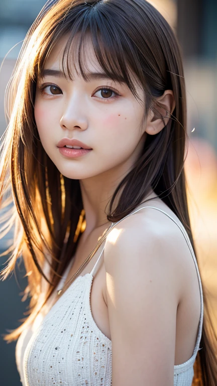 With the alleys of Kyoto in the background、18-year-old girl、independent、Look forward、Light eye makeup、Brown Hair Color、flat 、Hair blowing in the wind、Quality of actress、Shiny, Ultra-realistic faces、smileの表情、Watery eyes、look up、Soothing lighting effects、 Ultra-Realistic Capture、Very detailed、High resolution 16k human skin closeup。Skin texture must be natural、Must be so detailed that pores are visible、skin is healthy、Must be of uniform tone、Use natural light and color、High quality photos taken by modeling agencies'Exclusive photographer、smile