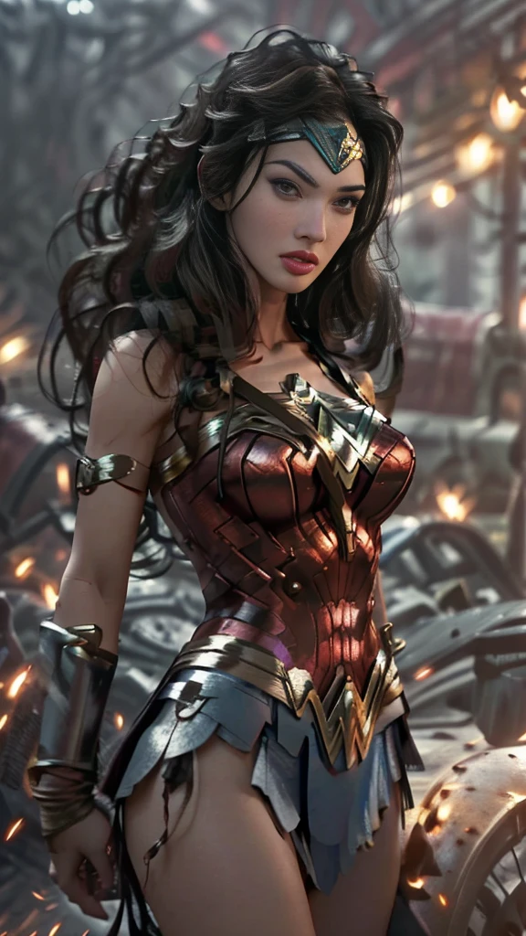 <(best quality, extremery best quality, masterpiece:1.4), (realistic, intricate details:1.4), (photorealistic:1.4), (extremely intricate:1.4), highres, ultra highres, ultra-detailed, absurdres, incredibly absurdres, extremely detailed, high quality, high resolution, hyperrealistic, ultra-realistic, hyper-detailed, top quality, best, fine detail, massive detail, Highly detailed, extreme detailed, highest detailed, high-res, absolutely resolution, reflection, (refraction:1.4), (hyperrealism:1.4)>, BREAK, 1girl, solo, looking at viewer, (young cute beautiful 18-year-old girl:1.4), 3d face, beautiful girl, Beautiful face, pretty, girlface, kpop idol, supermodel, stunning innocent symmetry face, perfect body, medium breast, slim waist, slim legs, (high detailed skin:1.4), glowing eyes, goddess, natural skin texture, shiny skin, White skin, Beautiful detailed face, detailed face, real skin texture, cute delicate face, finely detailed face, golden ratio, golden ratio face, expressive eyes, perfect face, perfect skin, flawless face, clear face, shiny hair, pale skin, Proper body proportion, perfect anatomy, realistic skin texture, luscious lips, glossy lips, natural makeup, beautiful bright pupils, slender figure, intricate eyes, detailed pupils, detailed face and eyes, longeyelashes, blush, good hand, perfect hands, pretty face, beautiful female bodies, finely detailed skin, oily shiny skin, BREAK, (((((Amazones, (ww, wonder woman, black hair, brown eyes:1.4), (holding weapon, hold a shield, sword, Wielding a golden lasso, dual wielding, fighting stance, battle, adventurous look:1.4), (messy hair, iridescent colors, blush, mysterious, fantasy background, fantasy, scenery, plants, open mouth:1.2), (highly detailed worn metal texture:1.2), (floating colorful sparkles, light is shining, dust is drifting, fog, wind:1.2), (rust, dirt, dust, scratches, abrasions on the metal texture:1.2), (fly:1.4), (Luminescent Particles:1.3), (greek temple background, ember, battlefield, grey mist, smoke, explosion, apocalyptic, dystopian, post apocalypse, lightning effect, lightning, thunder, storm, lava, flame, desolete, barren, meteor, stellar, rain, magic, energy, spark, glow, halo, magic circle, lonely, eerie, distressing, sad, destroyed city background, buildings on fire:1.4), (fullbody:1.2), (eye focus, face focus, character focus, close-up face:1.2), (dutch angle, cowboy shot:1.3), (hand of Guido Daniele:1.4), flat bangs, colorful refraction)))), BREAK, <watercolor, available light, detailed light, volumetric fog, beautiful lighting, Rembrandt lighting, Cinematic, pixel art, game art, key visual, surreal, PBR Texturing, Anisotropic Filtering, Maximum Clarity And Sharpness, Albedo And Specular Maps, Multi-Layered Textures, Surface Shading, Sub-Pixel Convolution, Sub-Pixel Convolution, Accurate Simulation Of Light-Material Interaction, blurry foreground, broad light, volumetric light effect, matte painting, perfectly defined features, volumetric lighting, Tone Mapping, Lumen Reflections, Global illumination, Ray Tracing, Screen Space Global Illumination, Accent Lighting, 32k, Natural Lighting, volumetric, cinematic masterpiece, Rule of thirds, high dynamic range, Multi-exposure HDR capture, cinematic render, game cg cinematic, atmospheric perspective, movie scene, epic dynamic frame, motion blur, ((cinematic look, Film look)), rim light, 4k textures, adobe lightroom, photolab, insane details, hyperdetailed, exposure blend, professional color grading, professional color correction, aerial perspective, particles and dust in beams of light, cinematic scene, dynamic lighting, sharp details, lomography, soft focus, light leaks, bold hues, atmospheric depth, (explosive light and shadow:1.2), aesthetics, intricate designs, ultra realistic digital art, (zentangle, mandala, tangle, entangle), (fractal art), elegant, vivid colours, floating particles, particles, dramatic, epic, (ink drawing, oil painting detailed), (dramatic lighting:1.2), RAW, huge filesize, extremery detailed CG, Photo, 8k uhd, cinematic atmosphere, trending on artstation, award-winning glamour photograph, highly detailed photo, official art, beautiful and aesthetic, unity 8k wallpaper, beautiful, highly detailed CG illustration, best illustration, intricate, Amazing, emotional, analog, painting, digital painting, concept art, Oil Painting, illustration, Classical art, Renaissance, Romanticism, Neoclassicism, Color Palette, depth and contrast, Vibrant colors, saturated, rich saturation, color harmony, vivid palette, concept-art, design style, detail character, concept render, colorful, analog photography, dreamy atmosphere, specular highlights, atmospheric lighting, (dynamic angle, dynamic pose :1.3), (shiny, clothes reflecting light, lens flare, bloom effect, light particle, lens glare:1.3), realistic lighting, cinematic light, (cinematic lighting), light in the face, soft lighting, saturated colors, detailed background, sharp focus, 8k high definition, perspective, Master Composition, roughness, post-processing, soft shadows, realistic shadows, ambient occlusion, ray-tracing, subsurface scattering, photon mapping, physically-based rendering, octane rendering, unreal engine 5, ue5 rendering, Adobe After FX, dslr, RTX, Best character details, radiosity, sharp, antialiased, RAW photo, HDR, 8k, 4k, (((Photographed by Roger Deakins, using a RED Monstro 8K VV camera and a series of high-end lenses))), ((Hasselblad photography)), (film grain:1.4), Kodak portra 400, ((Fujifilm X-T5)), professional photograph, depth of field, caustics, Broad lighting, diffuse lighting, rim lighting, two tone lighting, textile details, visible pores, high resolution scan, professionally color graded, photographic reality, automatic white balance, best lighting, detailed shadow, high contrast, strong light and shadow>, (PureErosFace_V1:0.4), (ulzzang-6500:0.6), <lora:epiNoiseoffset_v3:0.1>, <lora:FilmVelvia2:0.05>, <lora:add_detail:0.15>, <lora:ww_v1:0.7>