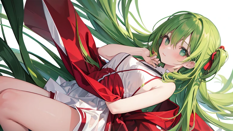 (High resolution)、((The girl is standing))、((Emotionless, blank eyes、Expressionless)), (Magic Warrior)、(FINAL FANTASY 6_Tina)、low length、(thin)、((5 years old girl))、(Transparent fair skin), (((child girl)))、Wavy、(Green Hair)、ponytail、Purple scrunchie、((Forehead))、Big eyes、Grey Eyes、purple shoulder armor protector, (Red leotard)、A transparent light purple cloth is wrapped around her waist.、red wristbands、(covered nipples), ((Angle from below1.4)), Covered navel、(Thighs), crotch、(Red Armor Boots)、(Angle from the bottom of the girl), ((A boy lying at her feet exposing his crotch)), (at a research facility)、((Colorful balls of light appear all around))、((Cast magic on the penis))、(((penis))), (((eject cum))),