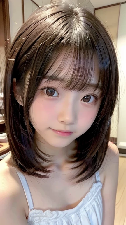 Japan Person, 1girl, 14 years old, japan femes idol, 1cute girl, very young face, masterpiece, high quality, looking at viewer, small face, （very small tits:1.8）