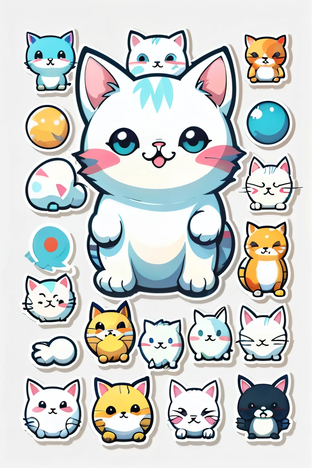 Adorable white cat (rolls around) in LINE sticker style, pure white background --s2

An oversized, white feline (engaged in playful rolls) adopts the LINE sticker art style, set against a pristine white canvas --s2.