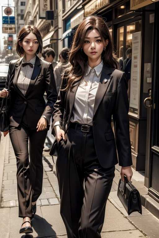 Suit Girls The beauty of a suit、pants suit Brown Hair Long Hair