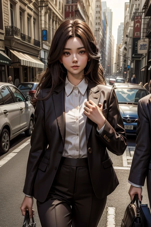 Suit Girls　The beauty of a suit、pants suit　Brown Hair　Long Hair