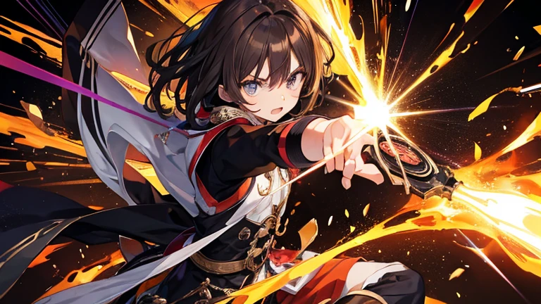 Anime Style,highest quality, masterpiece,Black and brown hair,  iris, anger,Simple Background,male, Active Movement,pop