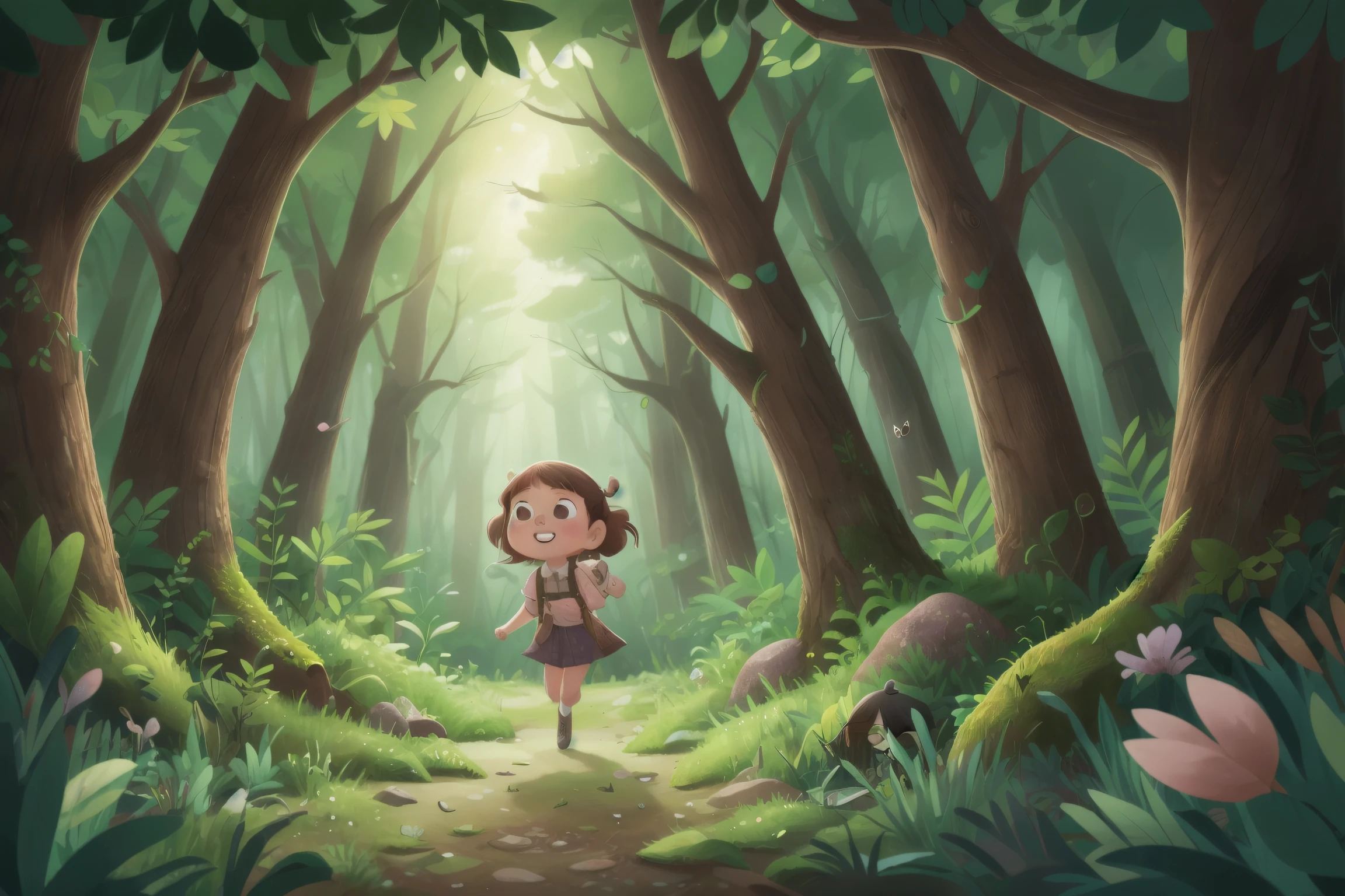 A girl entering a forest