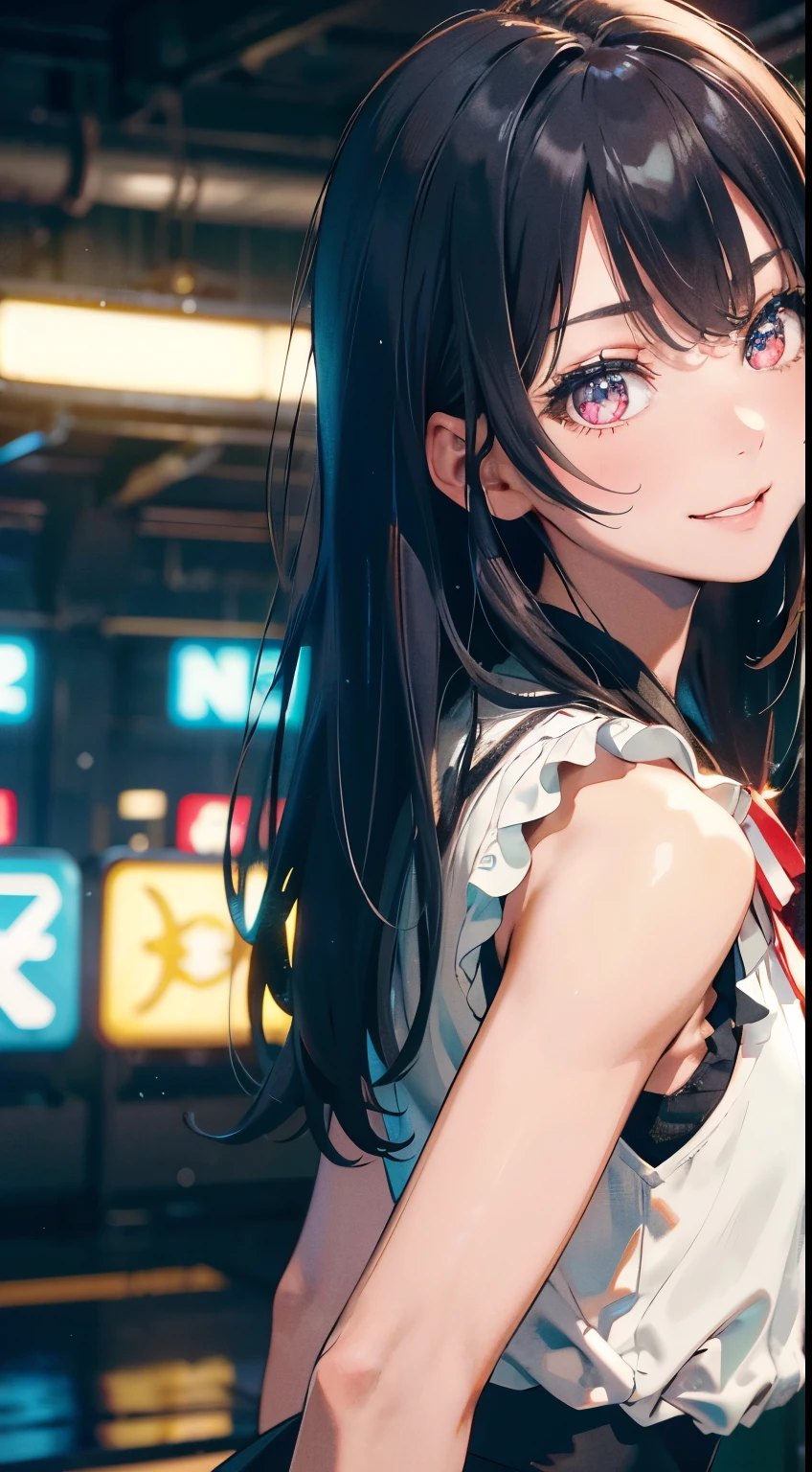 (RAW Photo, Best Quality), (Realistic: 1.3), Highly Detailed, Masterpiece, Hyperdetail, Illustration, full_body, HDR (High Dynamic Range), Ray Tracing, NVIDIA RTX, Super-Resolution, Unreal 5, Subsurface Scattering, PBR Textures, Post-processing, Anisotropic Filtering, Depth of Field, Maximum Sharpness and Clarity, Multi-layer Textures, Albedo and Highlight Maps, Surface Shading, Precise simulation of light-material interactions, perfect proportions, Octane Render, bi-color light, large aperture, low ISO, white balance, rule of thirds, 8K RAW, finger detailing, refined facial features, focus on the face, ((no extra limbs)), Dynamic Angle, World Mastery Theater, Best Quality, Extremely Detailed CG Unified 8k Wallpaper, Breathtaking, Cinematic Light, lens_flare, beautiful Eyes, hoshino ai (wearing idol uniform), medium breast, (purple long hair), purple eyes, in a big stage, (full body)