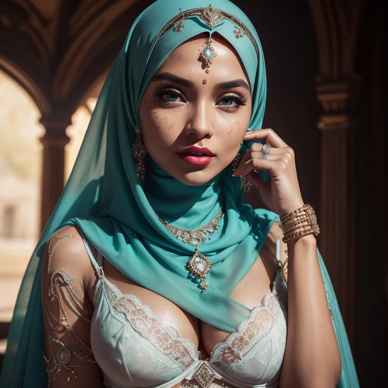 Malaysian girls group,malay, The whole body consists of a young girl with hijab, Eye makeup, 21yo, Cat ears, Soft lighting, Solo, Wear shabby clothes, Dirty, Tattered futuristic bikini, Cat's paw badge, Pose, spot color, rendering by octane, Ultra-realistic intricate details, Cinematic, 8K resolution, 70mm, emphasis lighting, Global illumination, Full body portrait, clean detailed faces, Complex clothing, Cute face,  (((wearing a Sexy belt design by LV))) bride very fit physique (38D breast:1.3) , (((Woman with hijab style, hijab prostitute)), (lace stockings), (((Wearing: diamond necklace and earrings))). RAW photo, full sharp, detailed face (high detailed skin:1.2), 8k uhd, dslr, soft lighting, high quality, film grain, Fujifilm XT3, (extremely beautiful face, sexy lips, beautiful red lips, Clear eyes, beautiful eyes), (big green eyes), pretty girl, face forward, intricate detail face, ((ultra detailed skin)) (skin texture, film grain), Detailed beautiful face, natural tpose, natural facial expression, (((Straight breasts))), Surreal full-body figure, Beautiful and delicate body and face, gorgeous figure, ssmile, Titillating，Surreal full-body figure，Beautiful and detailed body and face, Super vista, White skin of the, vivd colour,🔥8k, masterpiece, RAW photo, best quality, (18k detail:1.2), photorealistic, extremely, deep shadow, earrings, bracelets, necklace,