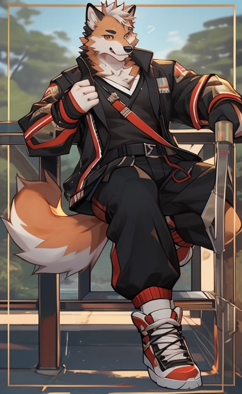 Red fox,Black casual wear,Say hello by chance,Cai Xukun's,