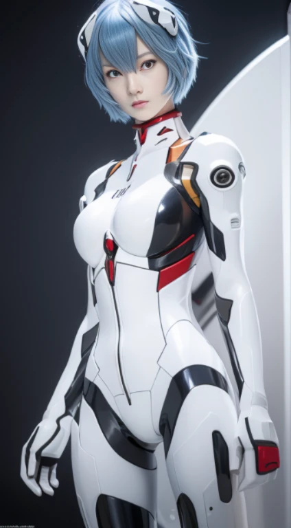 Rei Ayanami, Full body photo, Blue Hair, Highly detailed hair, short hair, red eyes, (Red eyes:1.5),
the tights, small breasts, headgear, interface headsets, separated headsets, White bodysuit,
looking at side, hole body 
(masterpiece:1.2), highest quality, High resolution, Unity 8k wallpaper, (figure:0.8), (Beautiful fine details:1.6), Highly detailed face, Perfect lighting, Highly detailed CG, (Perfect hands, Perfect Anatomy),