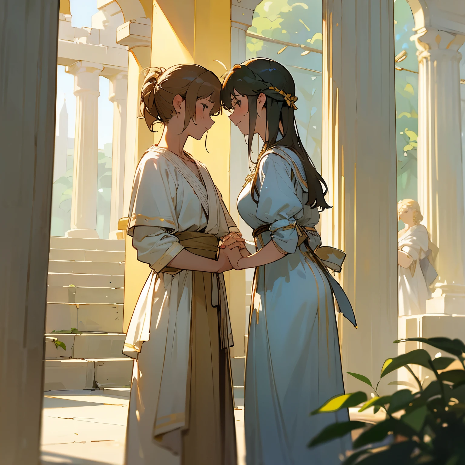 stand,black hair,Fold hands together,Wear ancient clothes,Turn sideways,