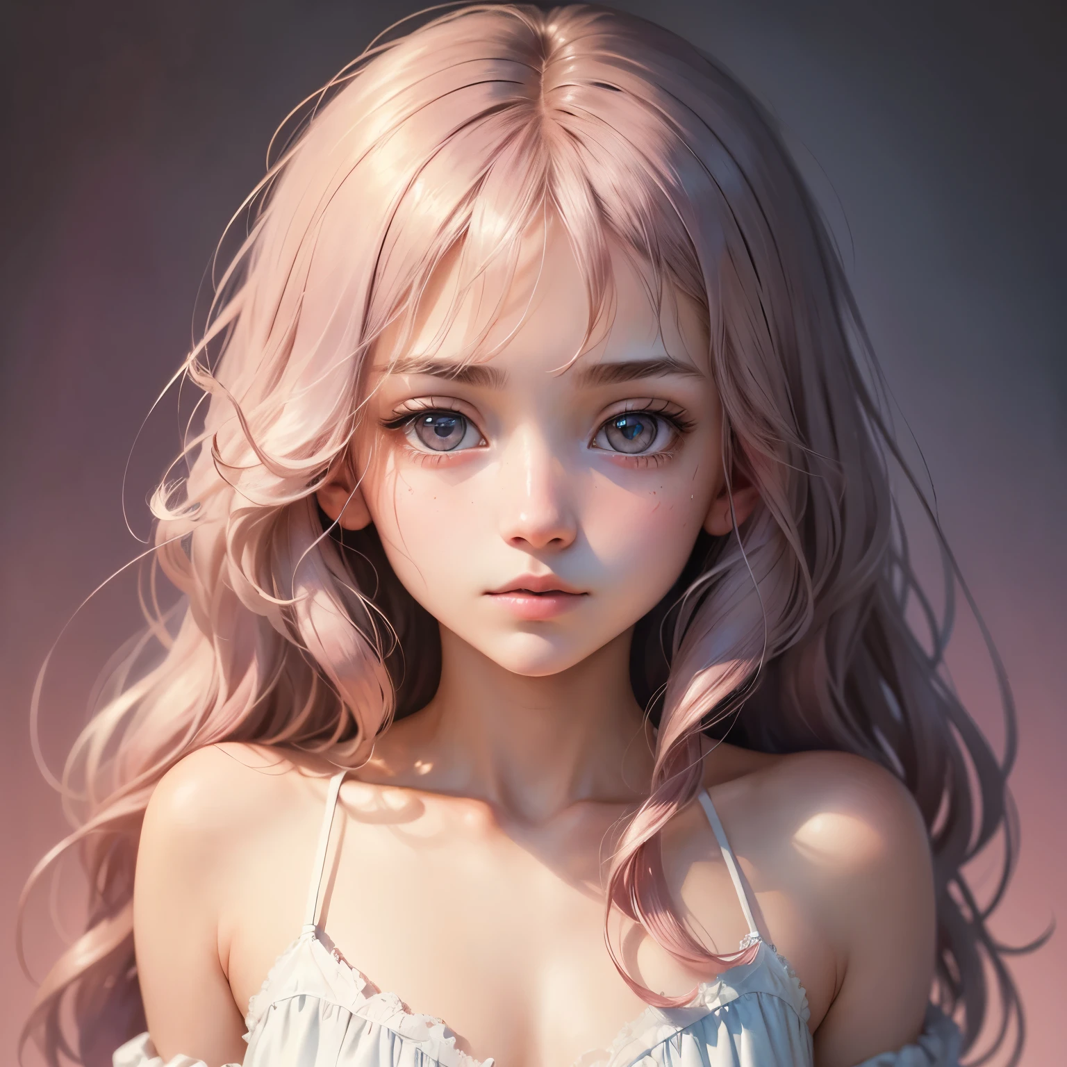(Pieces fly),(highest quality:1.1),(Very detailed),Best illustrations,The finer details,(Portraits:1.1),(Watercolor)fluffy,1 girl,alone,,slim,(Very delicate and beautiful face),(Beautiful eyes in every detail),Pink thick lips,(Messy Hair),Soft and lazy,(Simple Background:1.2)Overall background color,Transparent parts,In 4K,Full Shot,Thin legs,
