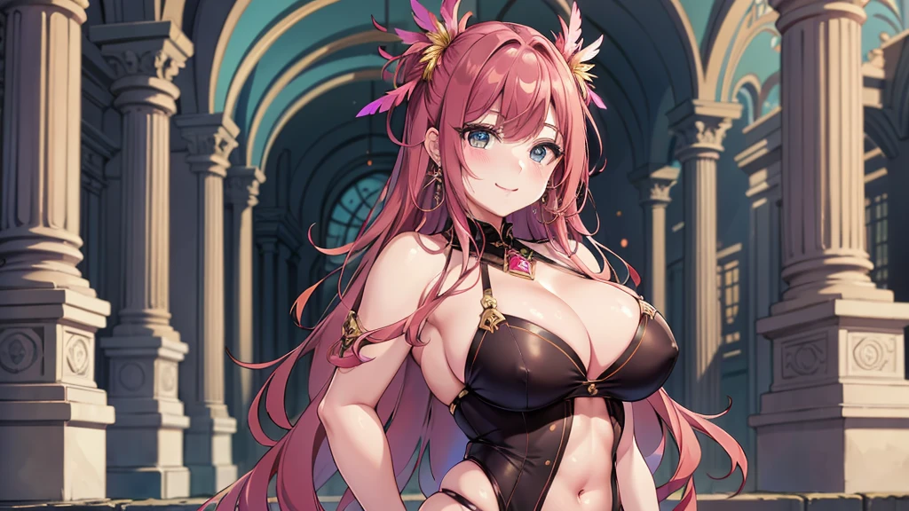 Big Breastsの女性, Blonde, colored feather, metal ornaments, colored Flowers, particle, Light, (masterpiece, 最high quality, 最high quality, Official Art, Beautiful and aesthetic:1.2), (1 girl:1.3), Very detailed,(Fractal Art:1.1),(colorful:1.1)(Flowers:1.3),Most detailed,(Dynamic pose), (Abstract background:1.3), (Shiny skin), (Many colors :1.4), ,(Earrings:1.4), (feather:1.4),masterpiece, 最high quality, 30~40 years, Full Body Shot, Mature Woman, 美しい Mature Woman,Captivating smile, Thick lips, Plumpとした唇, blush, Looking at the audience, Provocative expression, Cleavage, Plump、Curvy Hips、Attractive face、Mischievous face、An inviting gaze、Expressing emotions,Standing position、Gorgeous accessories and various hairstyles,Gold headband,Ample breasts,Uneven buttocks,Greek clothing,Tulle covers the chest,Perfect balance, Detailed clothing details,Temple,marble,Statue of God,cinematic Lighting, Film Grain, contrast of Light and dark, 8k, masterpiece, Very detailed, Attention to detail, high quality, High resolution, masterpiece, 最high quality, Very detailed, Big Breasts, Are standing, Cowboy Shot, Looking at the audience, Outdoor, blush, 1 girl, (masterpiece:1.3), (High resolution), (8k), (Very detailed), Perfect Face, Beautiful eyes and face, (((最high quality))), (Very detailed), Detailed face and eyes, (alone), High resolution、Beautiful eyes,(((Sexy pose)))、(((Full body depiction)))