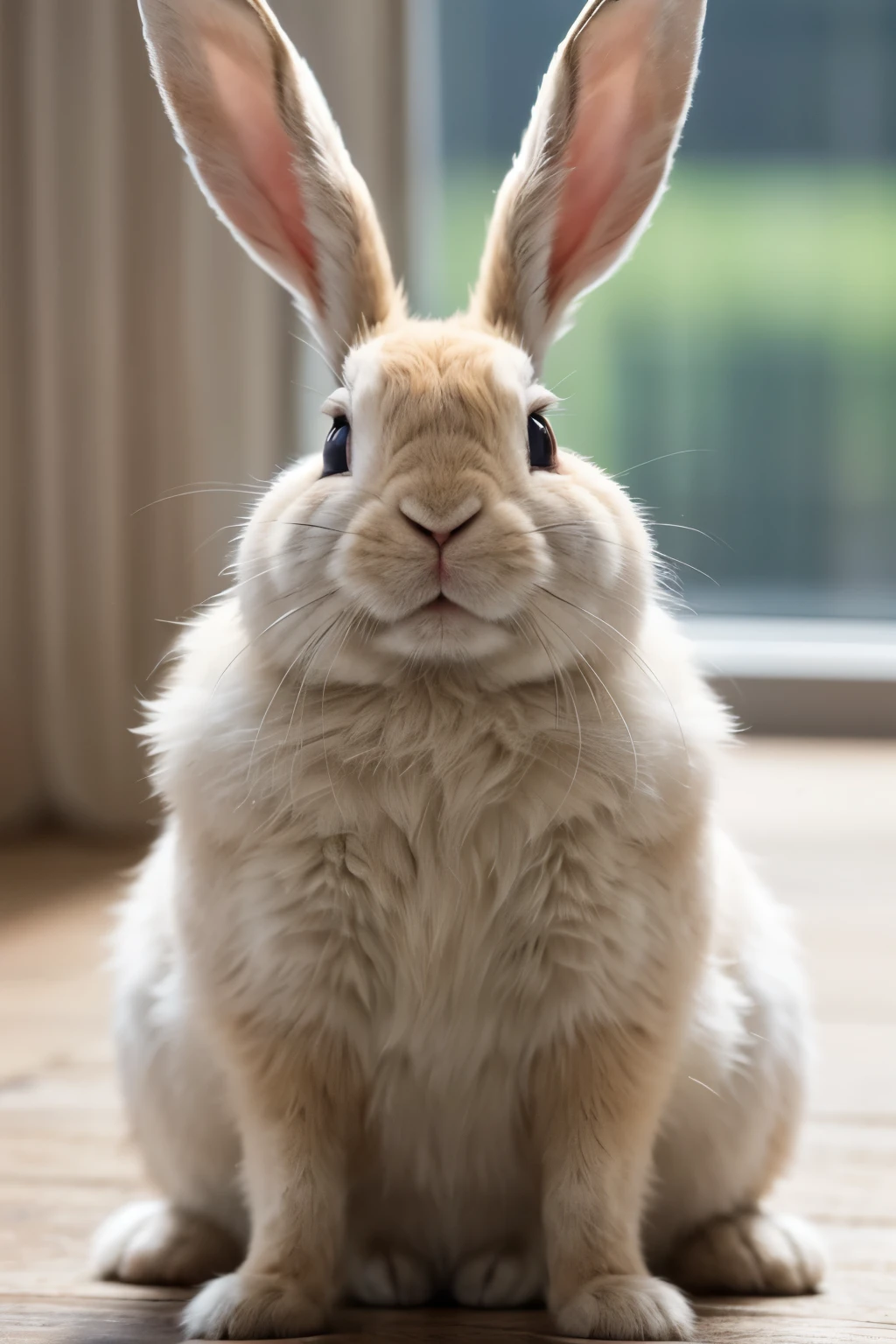 The rabbit is trying to resist sleepiness, shaking its head up and down and opening and closing its eyes.
