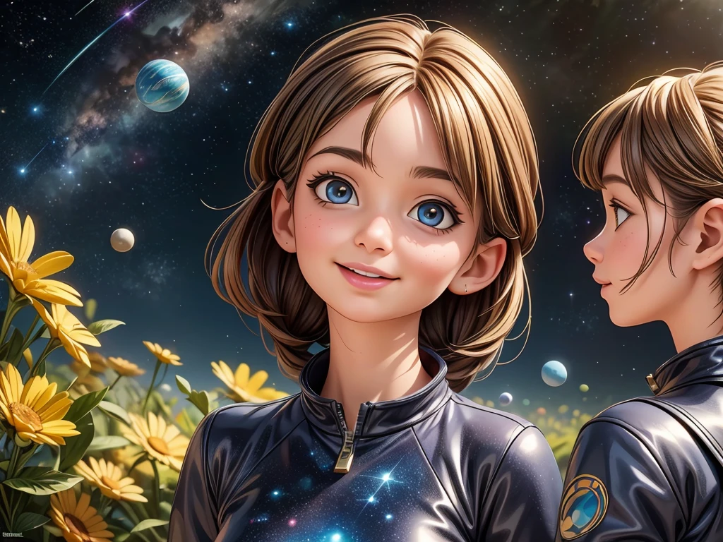 (best quality,4k,8k,highres,masterpiece:1.2),ultra-detailed,(realistic,photorealistic,photo-realistic:1.37),portraits,space,beautiful detailed eyes,beautiful detailed lips,extremely detailed eyes and face,longeyelashes,A girl and a Shiba Inu in space,cosmic landscape,deep space,sparkling stars,colorful nebulas,majestic galaxy,futuristic spacesuits,zero gravity,ethereal glow,interstellar adventure,vibrant colors,stellar backdrop,serene expression,exploring the unknown,astral beings,breathtaking view,outer space duo,peaceful coexistence,lunar terrain,solar system,interplanetary journey,stardust,space exploration,harmonious bond,starry-eyed wonders,distant constellations,dog's playful curiosity,limitless possibilities,celestial harmony,cosmic companions