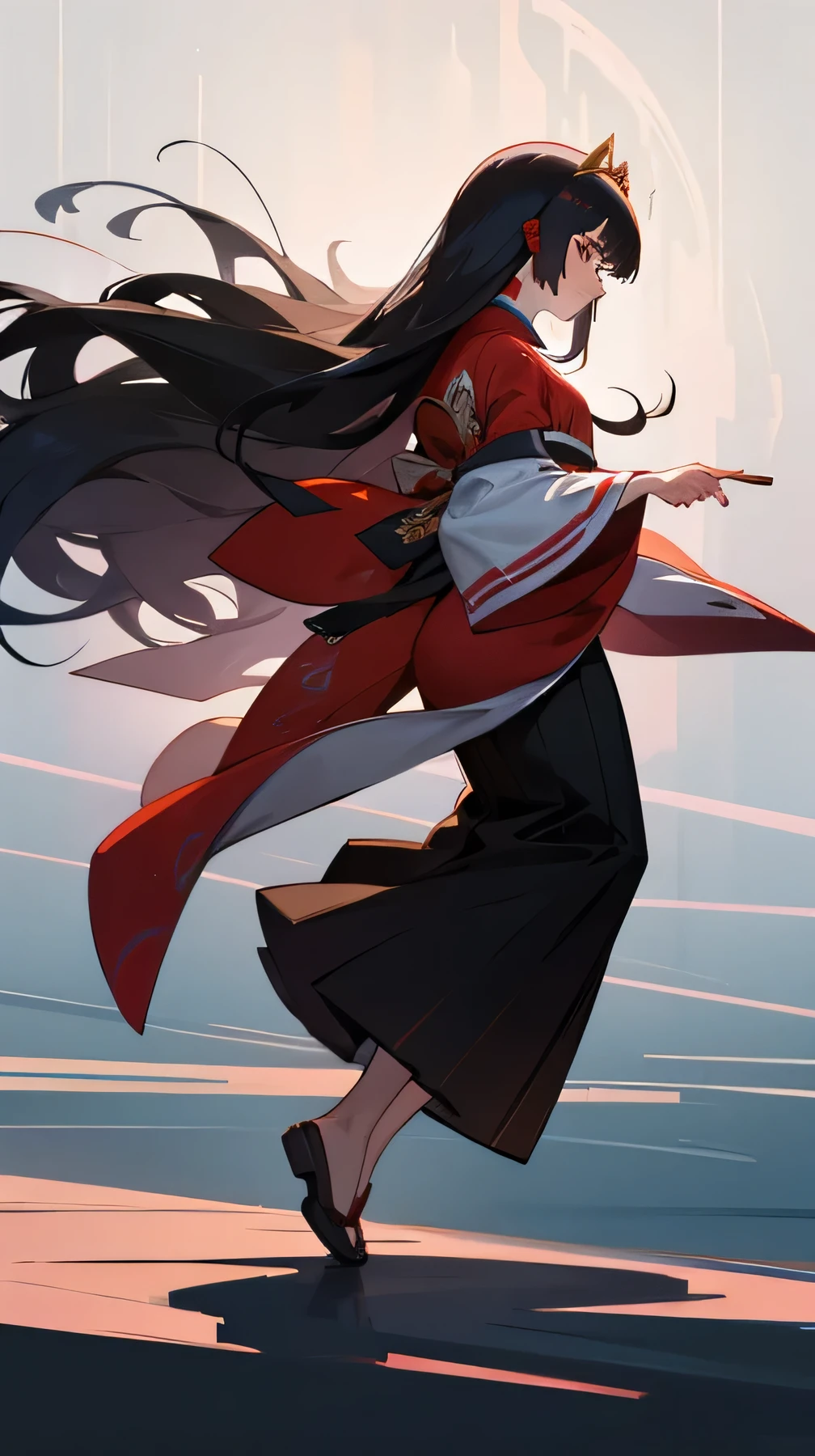kimono,Dance,Big moves,whole body,White long hair,White long hair,Princess Cut,Long hair,Bangs,Beauty,kimono