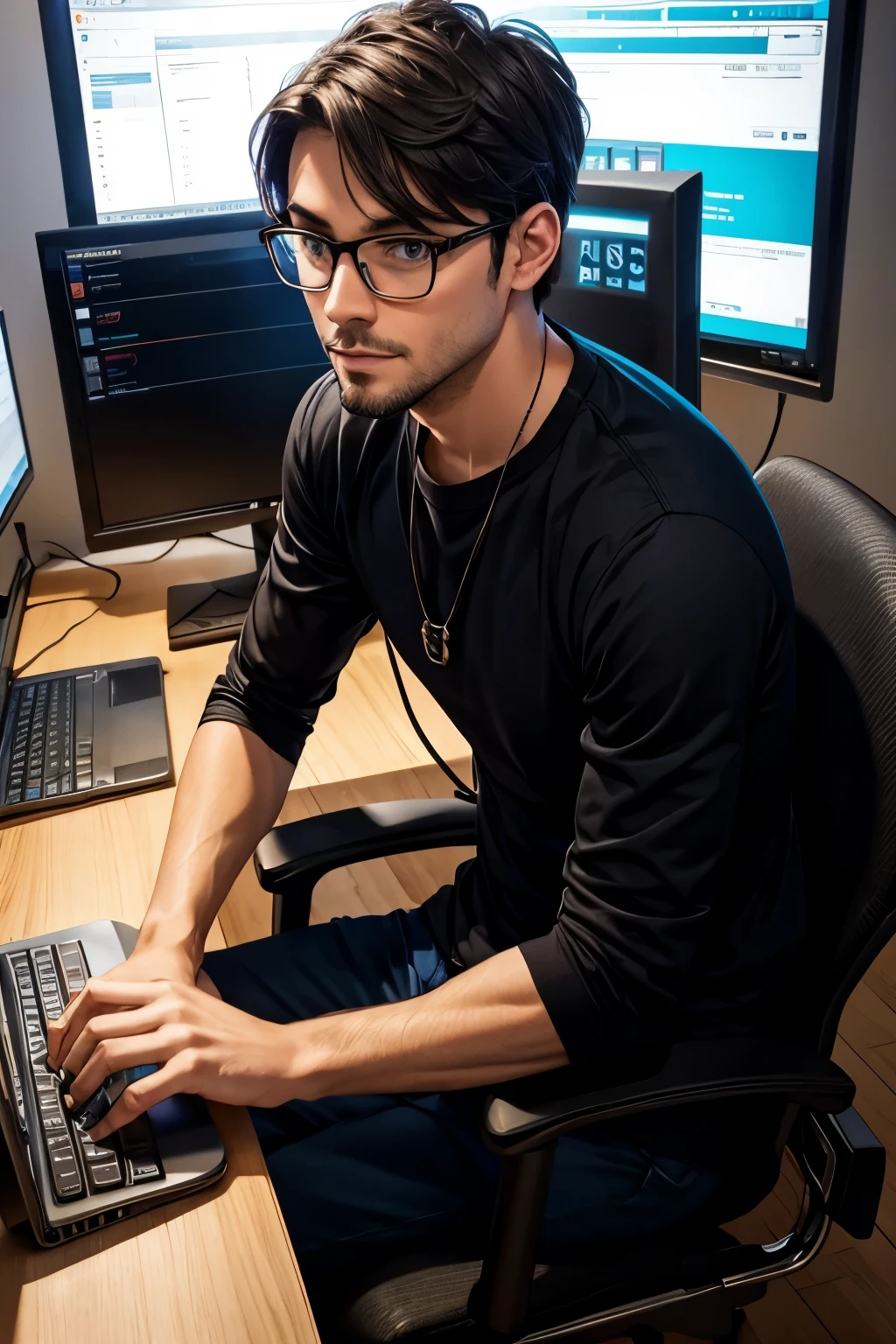 mid twenties, male, computer geek