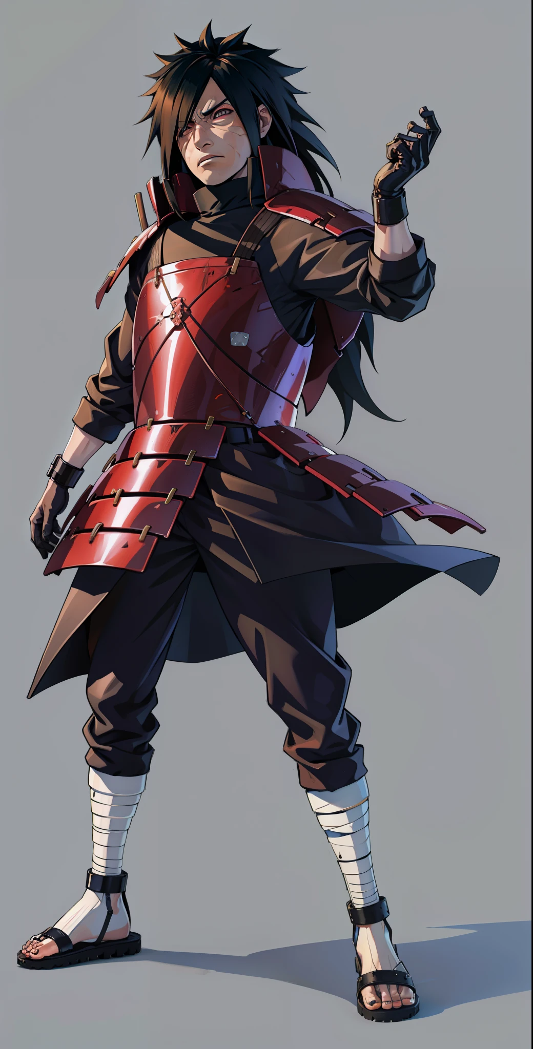 Madara Uchiha, Usando Armadura, extremamente realista, muito bonito, Fitness