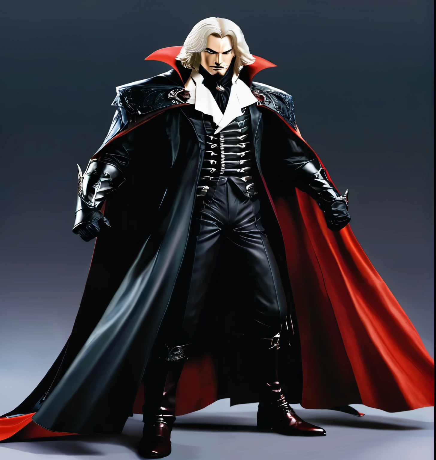 Alucard is an iconic character in the video game series "Castlevania" de Konami. The name is investment "Dracula". In the series, Alucard es el hijo de Dracula y un cazador de vampiros. His appearance is normal、He is a tall, thin man。, Having white or silvery hair, Wearing dark clothing and a long cloak. He is a powerful character, Agile and cunning, Able to use magic and supernatural combat abilities. Throughout the series, Alucard lucha tanto contra su herencia vampírica como contra su destino como hijo de Dracula, Save yourself、Trying to protect humanity from the forces of evil.