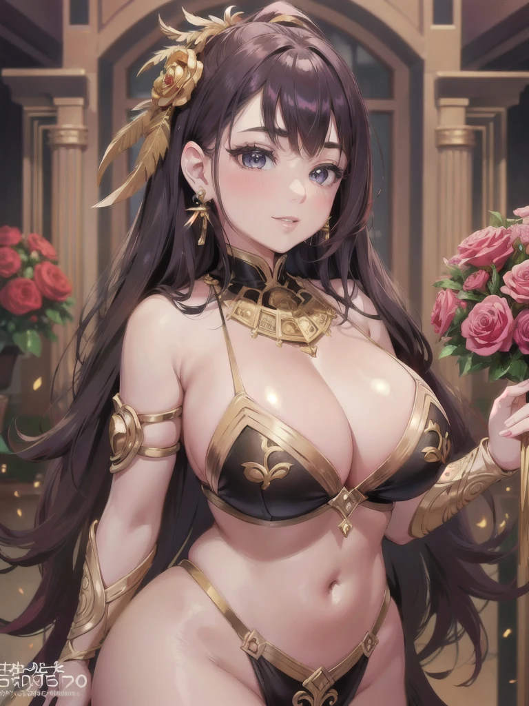 Big Breastsの女性, Blonde, colored feather, metal ornaments, colored Flowers, particle, Light, (masterpiece, 最high quality, 最high quality, Official Art, Beautiful and aesthetic:1.2), (1 girl:1.3), Very detailed,(Fractal Art:1.1),(colorful:1.1)(Flowers:1.3),Most detailed,(Dynamic pose), (Abstract background:1.3), (Shiny skin), (Many colors :1.4), ,(Earrings:1.4), (feather:1.4),masterpiece, 最high quality, 30~40 years, Full Body Shot, Mature Woman, 美しい Mature Woman,Captivating smile, Thick lips, Plumpとした唇, blush, Looking at the audience, Provocative expression, Cleavage, Plump、Curvy Hips、Attractive face、Mischievous face、An inviting gaze、Expressing emotions,Standing position、Gorgeous accessories and various hairstyles，Gold headband，Ample breasts，Uneven buttocks，Greek clothing，Tulle covers the chest，Perfect balance, Detailed clothing details,Temple，marble，Statue of God，cinematic Lighting, Film Grain, contrast of Light and dark, 8k, masterpiece, Very detailed, Attention to detail, high quality, High resolution, masterpiece, 最high quality, Very detailed, Big Breasts, Are standing, Cowboy Shot, Looking at the audience, Outdoor, blush, 1 girl, (masterpiece:1.3), (High resolution), (8k), (Very detailed), Perfect Face, Beautiful eyes and face, (((最high quality))), (Very detailed), Detailed face and eyes, (alone), High resolution、Beautiful eyes,(((Sexy pose)))