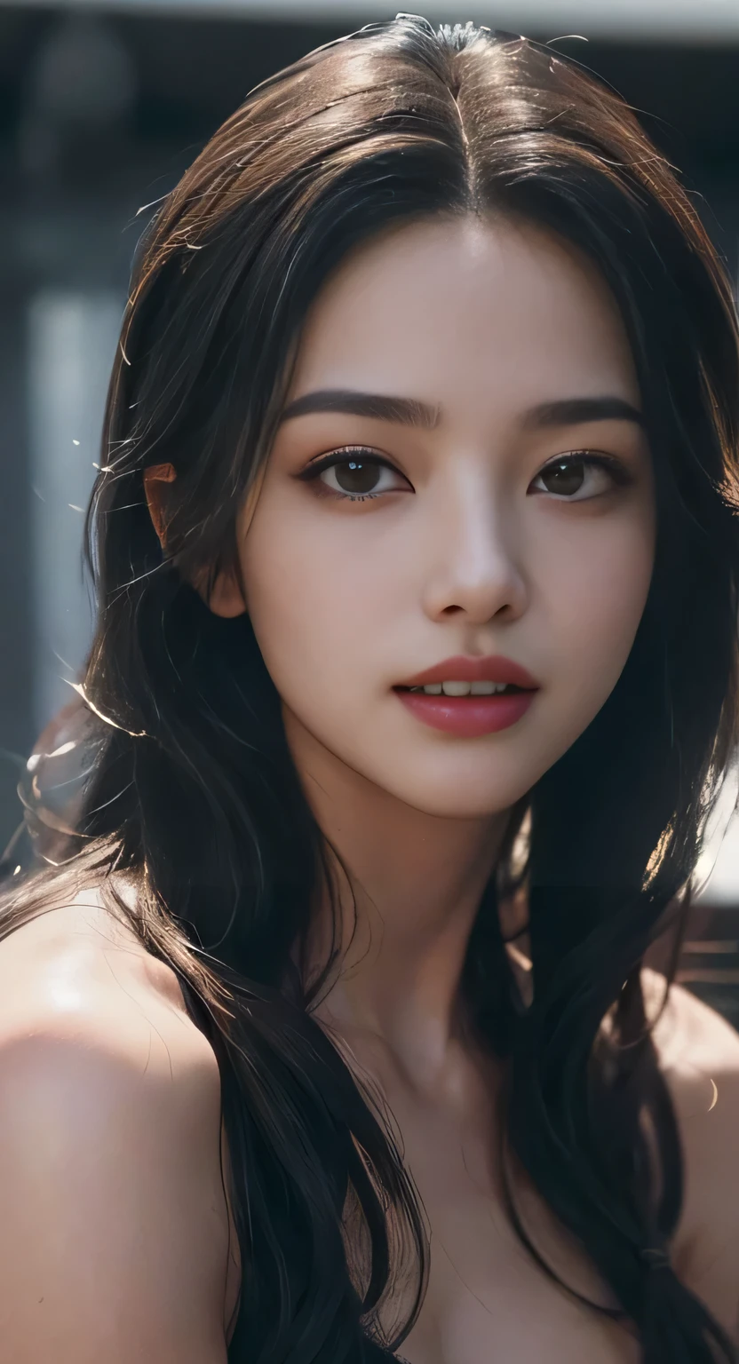 (masterpiece, highest quality, Beautiful quality, Realistic, Looking at the audience, Detailed lighting, Highly detailed skin, Highly detailed hair, Very fine teeth, Shadow, 8k:1.2), {(Women's photos, 1 girl:1.2:smile):Double Eyes}, naked,