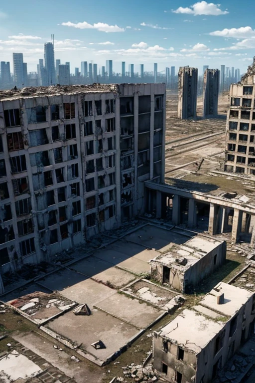 Ruined city after nuclear war