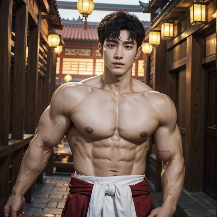 Chinese Men God, Mythology, Chinese odyssy, Handsome, Twink, Topless, Muscles, Athlete body, Full Frame, Sexy, Professional Ligvhting, Hanfu Outfit, Chinese Heaven Background, Bulge Underneathe Underwear, Hanfu Warrior, Hanfu God, Hanfu Male, Hanfu Nobel, Seduce, Sex Appeals, Alafard man shirtless carrying a backpack, muscular body, handsome, manly, inspirite by Zhang Han, Cai Xukun, Kim Do-young, Inspired by Bian Shoumin, Inspired by Xiao Yuncong, yihao ren, yanjun cheng, jinyiwei, inspired by Huang Gongwang, xintong chen, Jacket, wearing japanese loincloth,nice butts, Tattoo chest, tattoo hands, tattoo arms, tattoo belly, clear studio light, night ancient chinese Buddhism temple background, detailed background, fantasy Chinese themed, the best resolution, 8k, Ultra fullHD, look at the viewer, catching eyes, make all safe for work