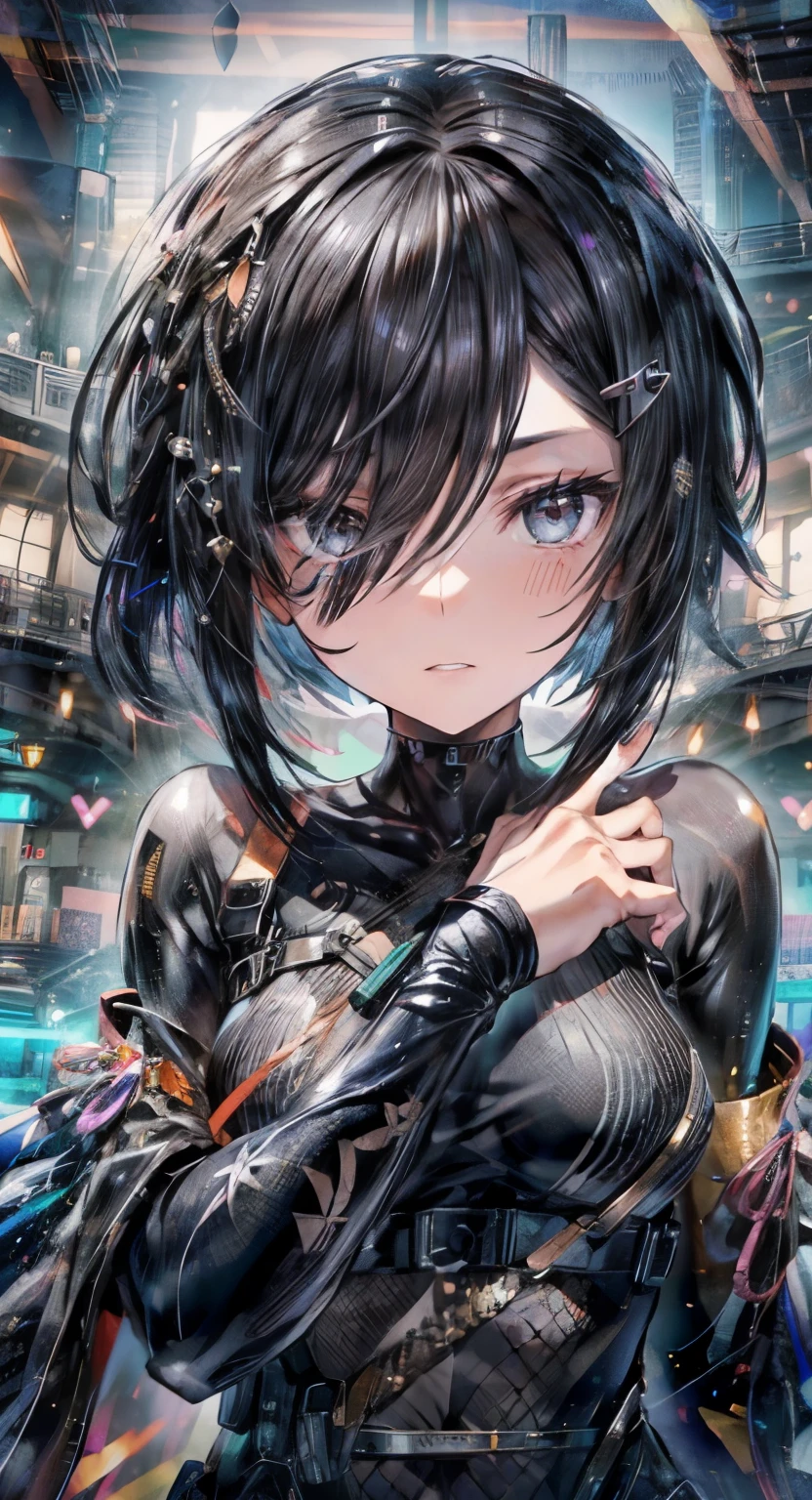 (((Holistic Division))),((((Black Bob Hair))))、(Clear),Beauty