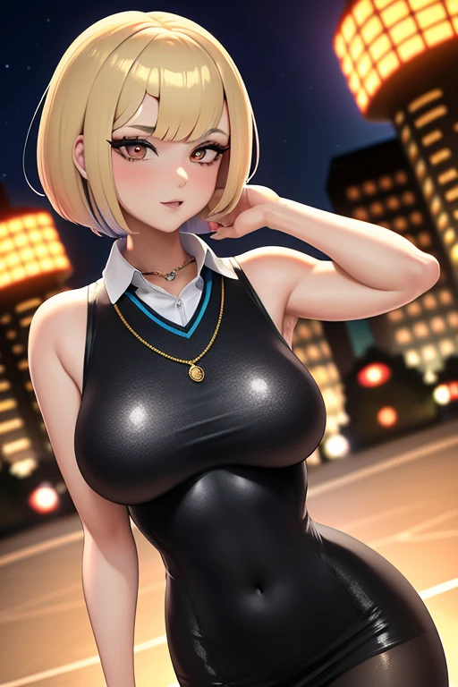 (masterpiece, best quality:1.2), extremely detailed, detailed hair, intricate details, finely detailed, [[soft lighting, volumetric lighting]], 1girl, (solo), looking at viewer, mature female, upper body ,( hands on hips:1.2), sitting , thick thighs, curvy, huge breasts, off-shoulder (t-shirt), , (bloomers),, , (thigh strap), (asymmetrical bangs, asymmetrical hair , twintails, blonde hair ,twin drills), smug , dark skin, , choker , freckles , lipstick, makeup, (A futuristic, neon-lit cyberpunk cityscape with towering skyscrapers ), (best quality), (Super detailed), (Best Illustration), (nsfw), (1woman), (Ahegao:1.2), look at viewer, (flower pattern shirt), (Big Breasts:1.2), {(detailed eyes), heart-shaped pupils, blue eyes}, sweat, steam, girl trembling with sexual climax,earrings, white hairband