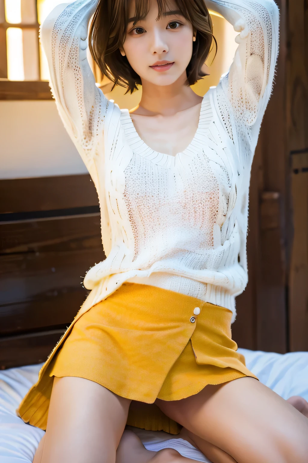 Top Quality, Face Focus, Soft Light, (Depth of Field), Ultra High Resolution, (Photorealistic: 1.4), RAW Photography, (Moody Lighting, Night: 1.2),
(Top thigh: 1.4)
1 Japan girl, Solo, , (shy, smile:1.1), (brown eyes), Natural face, (short hair),indoor, school swimsuit, crotch bite