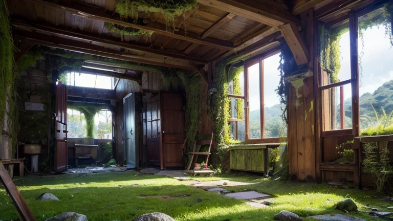 「A green and moss paradise and an abandoned city」
The room is filled with moss and ferns.、It's like being in nature。There are many people on the wall.々Plants and trees of different sizes and shapes々is placed、It gives depth to the space。The dilapidated, near-future ruined city is one with nature, with tall potted plants standing by the windows.、It shines in the light。There is a small potted plant on the table.、The whole room is full of energy.。This room is a paradise of greenery and moss.、It is a space to heal the mind and body.。