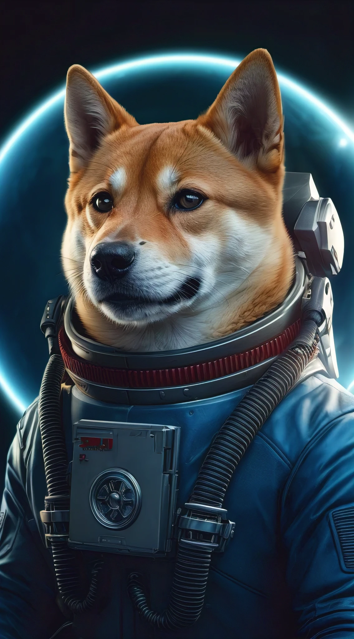 (best quality,4k,8k,highres,masterpiece:1.2),ultra-detailed,(realistic,photorealistic,photo-realistic:1.37), a shiba inu spaceship commander, anthropomorphic, wearing scifi army commander attire, illustration, portrait photography