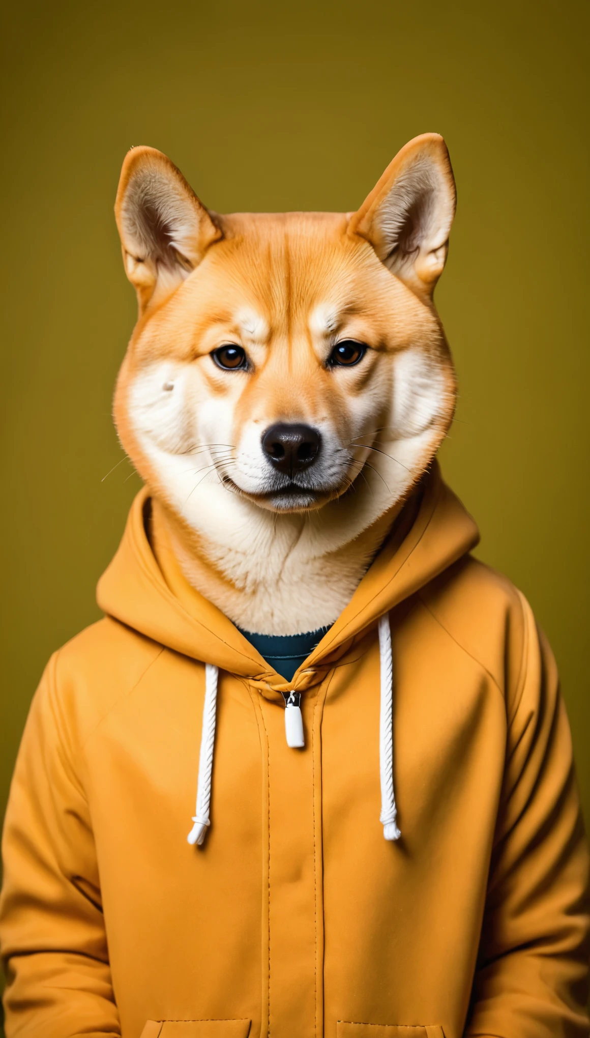 A Shiba Inu anthropomorphized，Wearing Clothing，humanimal，upperbody