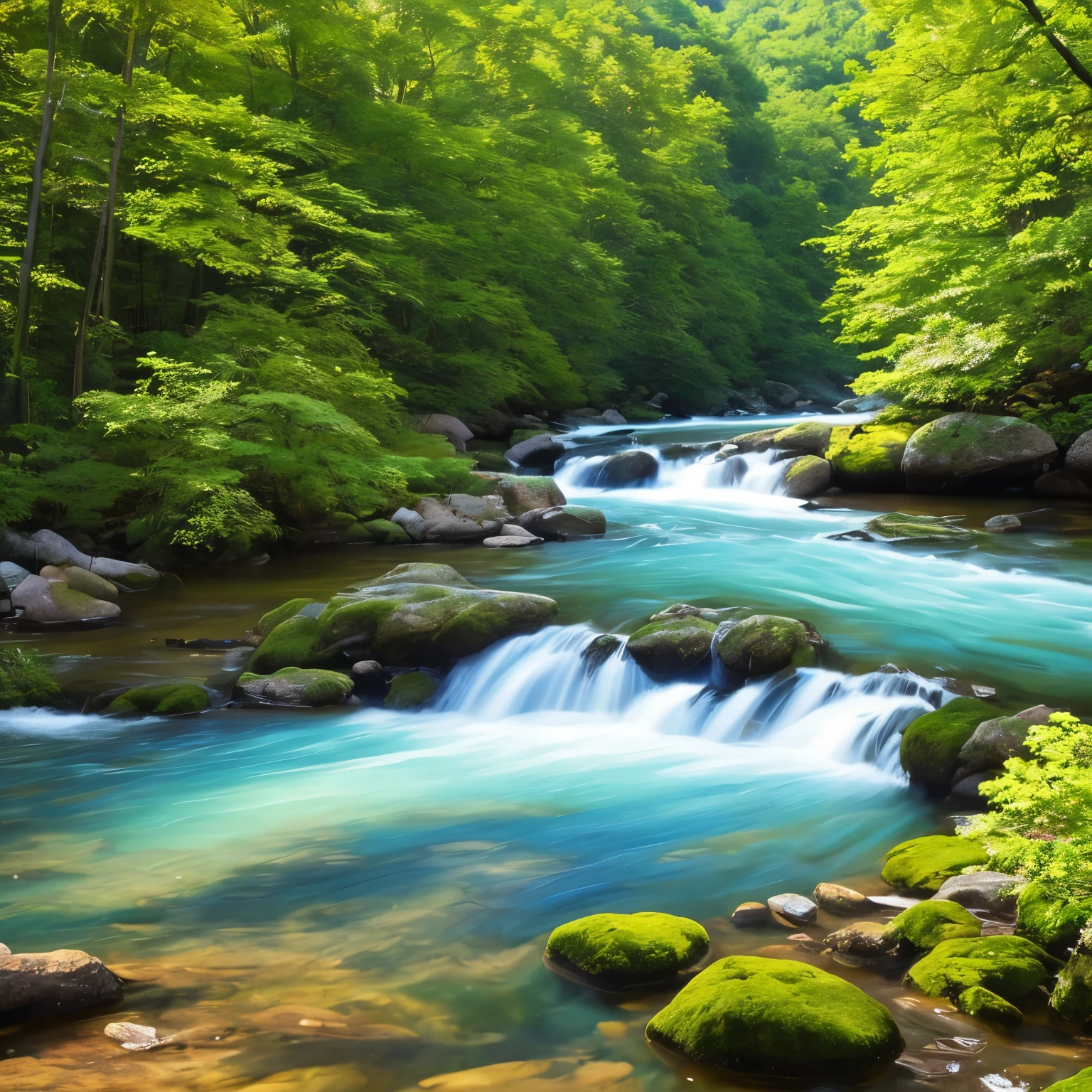 a close up of a river with trees and water in the background, a picture by Tadashi Nakayama, flickr, hudson river school, river in a forest, forest and river, green waters, river gorgeous lighting, nature in all its beauty, peaceful and serene, river in the wood, gentle sparkling forest stream, green water, river with stunning water