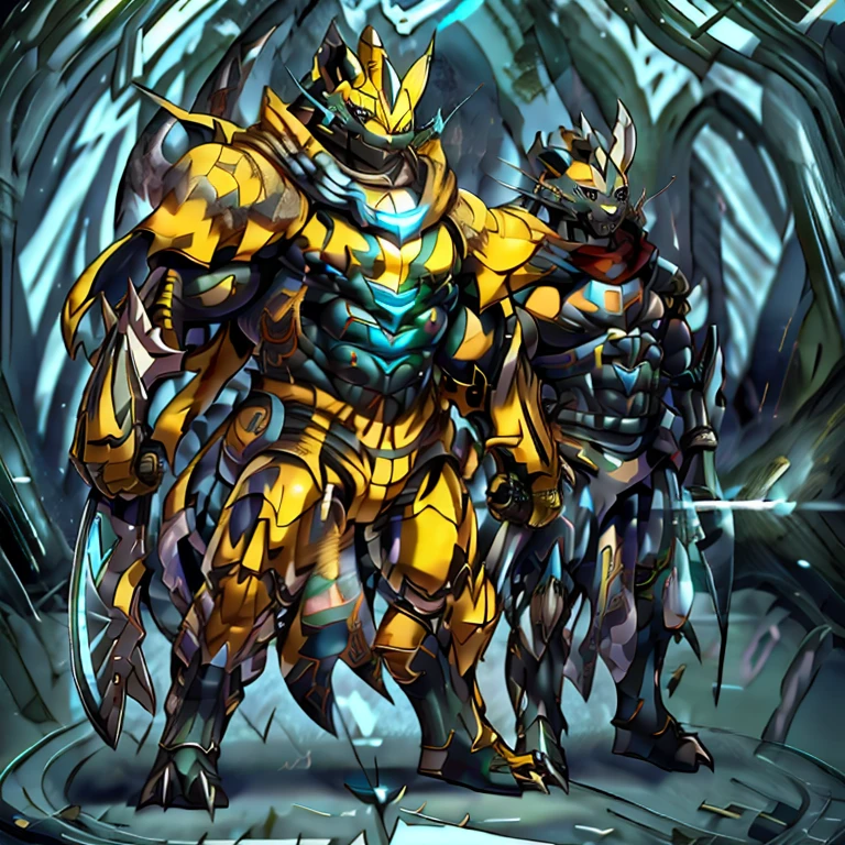 (masterpiece, best quality, detailed:1.2) (Pokémon) detailed full body, Zeraora's giant robot. Gigantic ZERAORA, GIANT. Protecting Zeraora's design and color scheme. scarf, A Zeraora at the bodybuilding competition, thunderstorm, rainy weather, lightning wears a black cloak on his back. Muscles are expanding. whole body shines like metal. Wearing cyberpunk mecha, emphasizes the muscles. He wears the same armor as himself from head to foot. (emphasizes the muscles.) suit fully made of metal, intricate armor, Robotic suit, suit fully made of metal, cyborg, big muscle. pecs, triceps, body full of huge muscles. unusually developed muscular body, A Zeraora at the bodybuilding competition, massive, huge muscular bodybuilder with extraordinary biceps, pecs, triceps, traps, gigachad, 300 lbs. The claws are sharp, Sharp teeth, with huge golden laser sword, It's big inside my panties, Armor,
Cape,
Helmet,
Sword,rd,