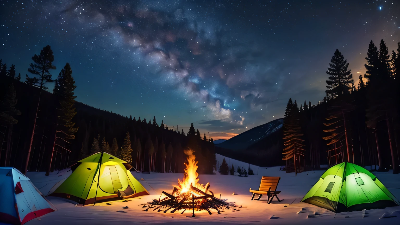 
"In the surrounding silence of the forest at night, Bonfire flames dance, Light up your cozy camping tent. here, Under the starry sky, We discover the silence of nature and the magic of small things. This is our refuge, Where stories come alive and moments become eternal.."