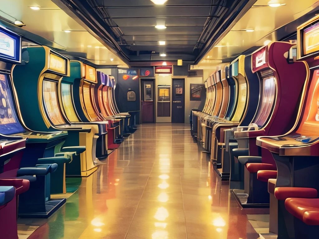 (highest quality:1.5), (masterpiece:1.5), background, amusement arcade, inside, noon, tokyo