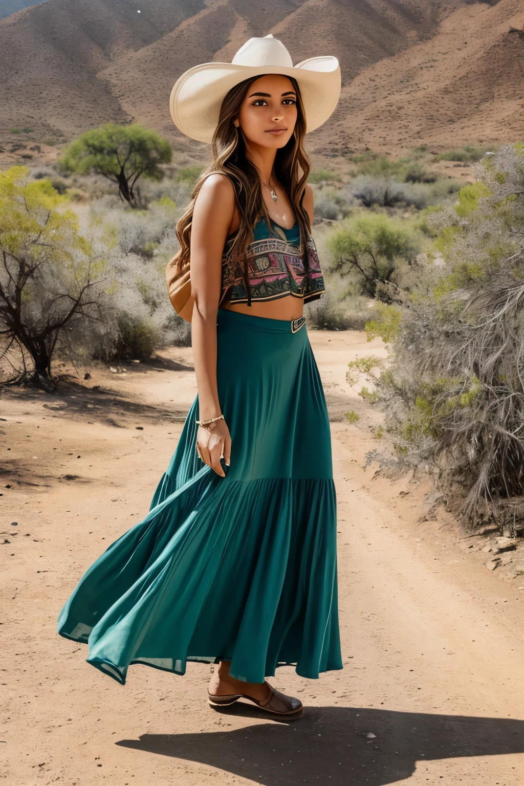 Immerse yourself in the vibrant tapestry of Culiacan's rustic charm as we follow the footsteps of a captivating 20-year-old Argentine influencer. With her golden locks catching the sunlight in a mesmerizing dance and her piercing dark green eyes reflecting the hues of the fertile land, she embodies the essence of allure and charisma.
Clad in casual-sexy attire that effortlessly melds style with comfort, she navigates the rugged terrain of the Culiacan ranch with grace and confidence. Each step she takes seems to harmonize with the pulse of the earth beneath her feet, a testament to her innate connection with the natural world.
As she explores the sprawling landscape, her presence commands attention, drawing the gaze of both admirers and onlookers alike. Her aura exudes a magnetic charm that captivates all who cross her path, leaving an indelible impression in her wake.
Through the lens of a Canon EOS R6 Mark II camera, every nuance of her beauty and poise is immortalized with unparalleled clarity and precision. Each frame captures the essence of her essence, preserving the magic of this moment against the backdrop of Culiacan's breathtaking vistas.