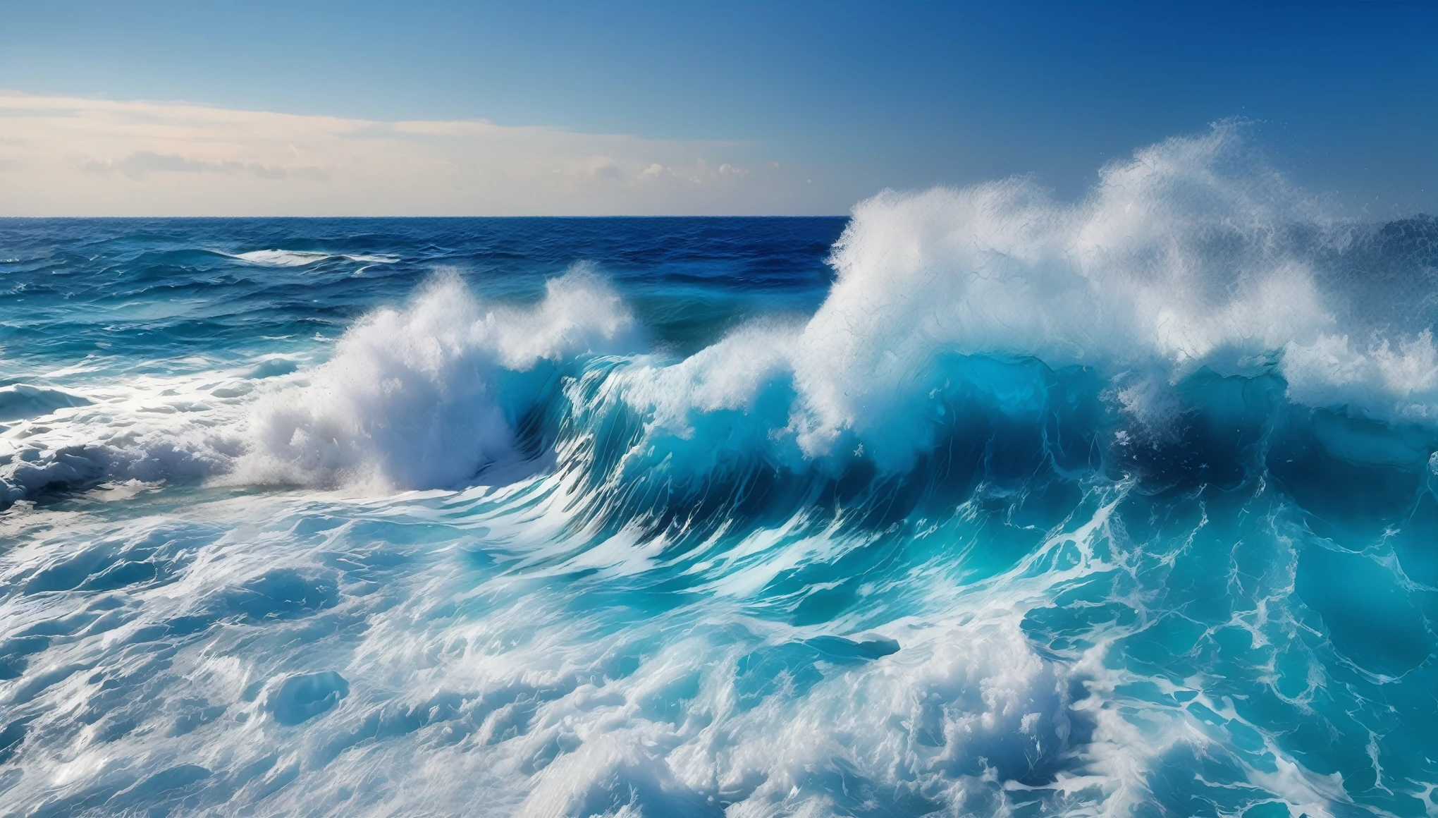 arafed view of a blue ocean with blue waves crashing, chaotic sea setting, breathtaking composition, beautiful sea landscapes, stunning ocean, magnificent background, beautiful background, beautiful dreamy breathtaking, beautiful blue ocean