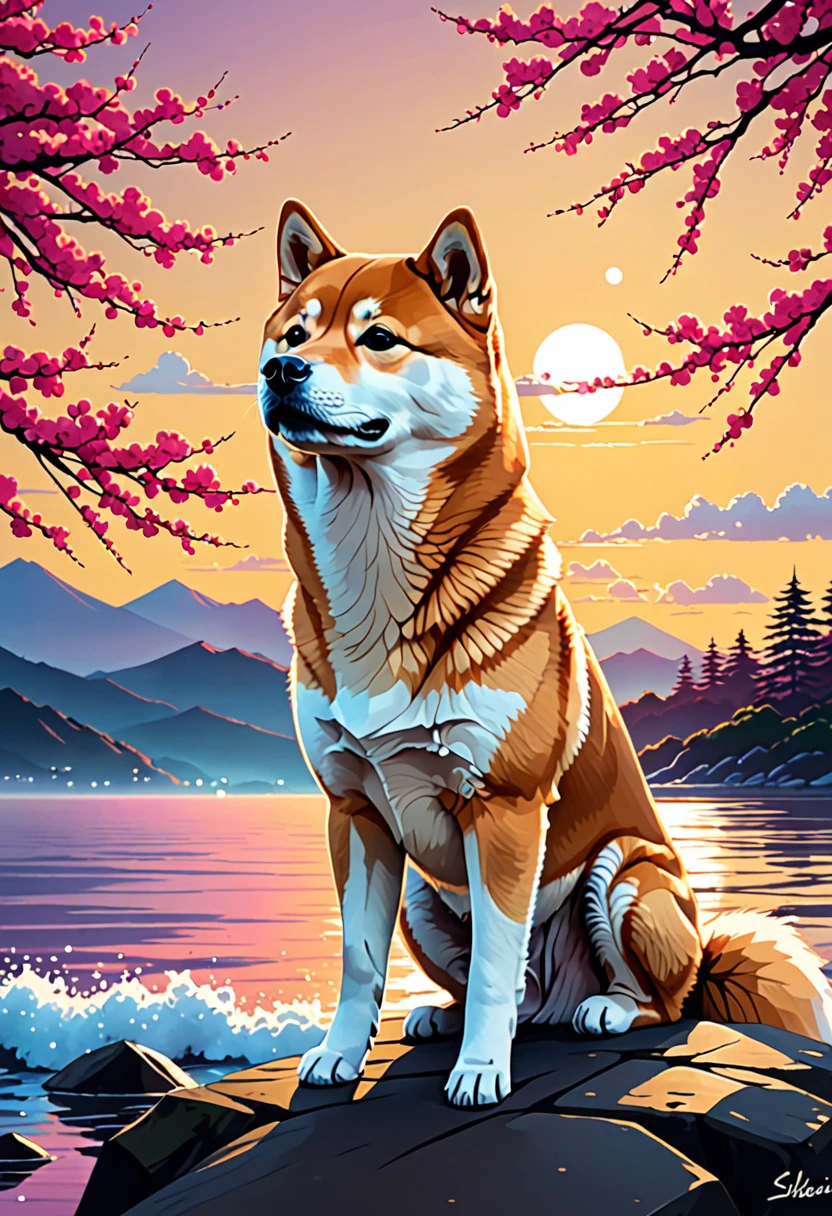Shiba Inu by Emmanuel Shiu and Alena Aenami in the style of Lisa Keen