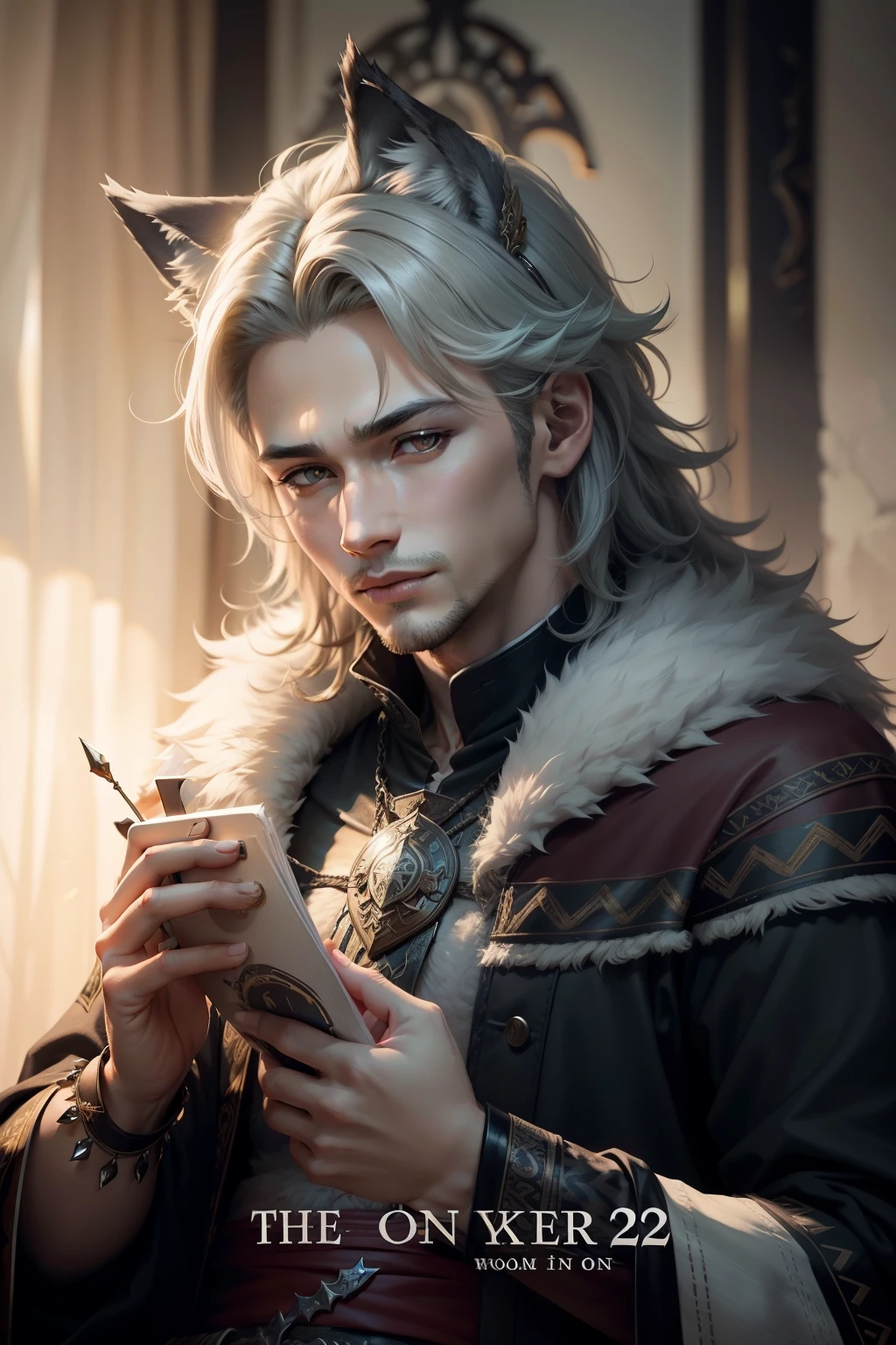 A wolf king 25 years old boy create age image beautiful text more more more