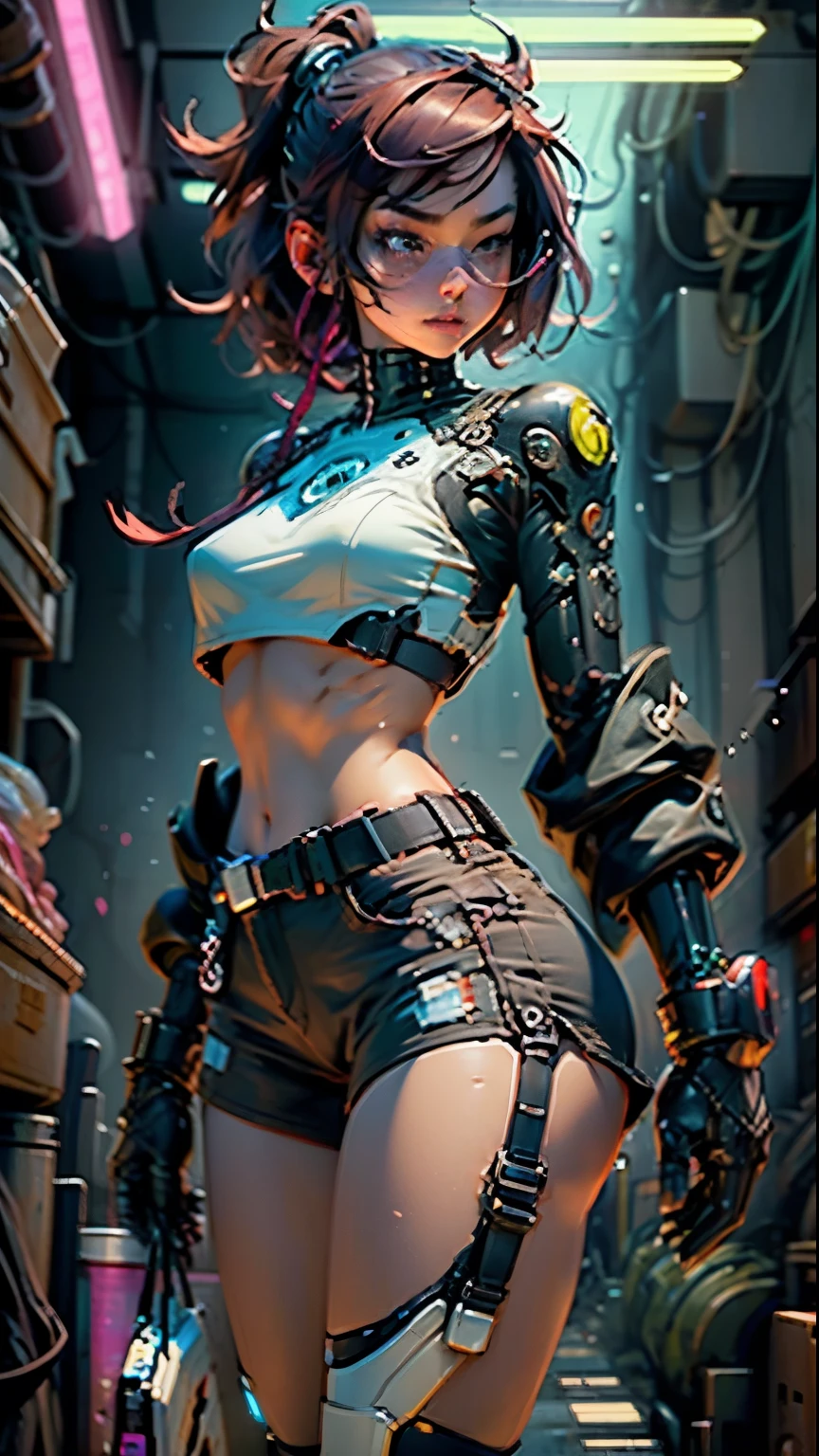 Female body with thick thighs defined by cybernetic body parts, Shorts