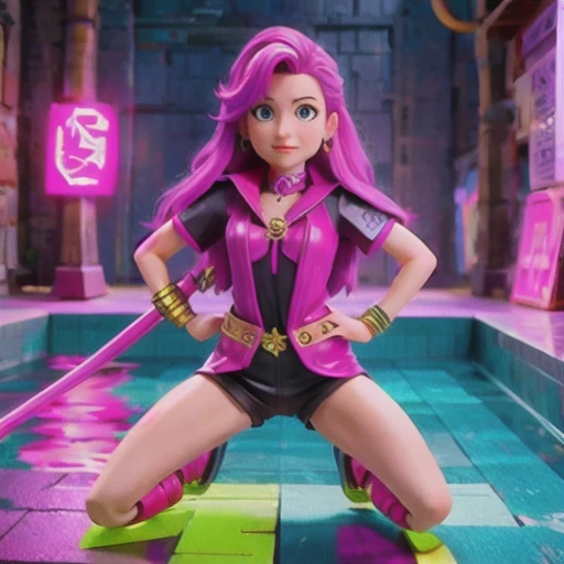 kneel ((Flowing purple and pink hair))(Foreigners)