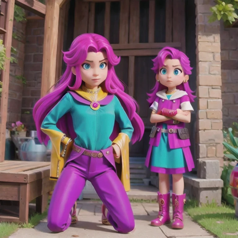 kneel （（Flowing purple and pink hair））（Foreigners）