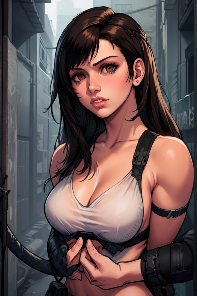 Tifa Lockhart reimagined as a female solide snake frome metal gear solid 